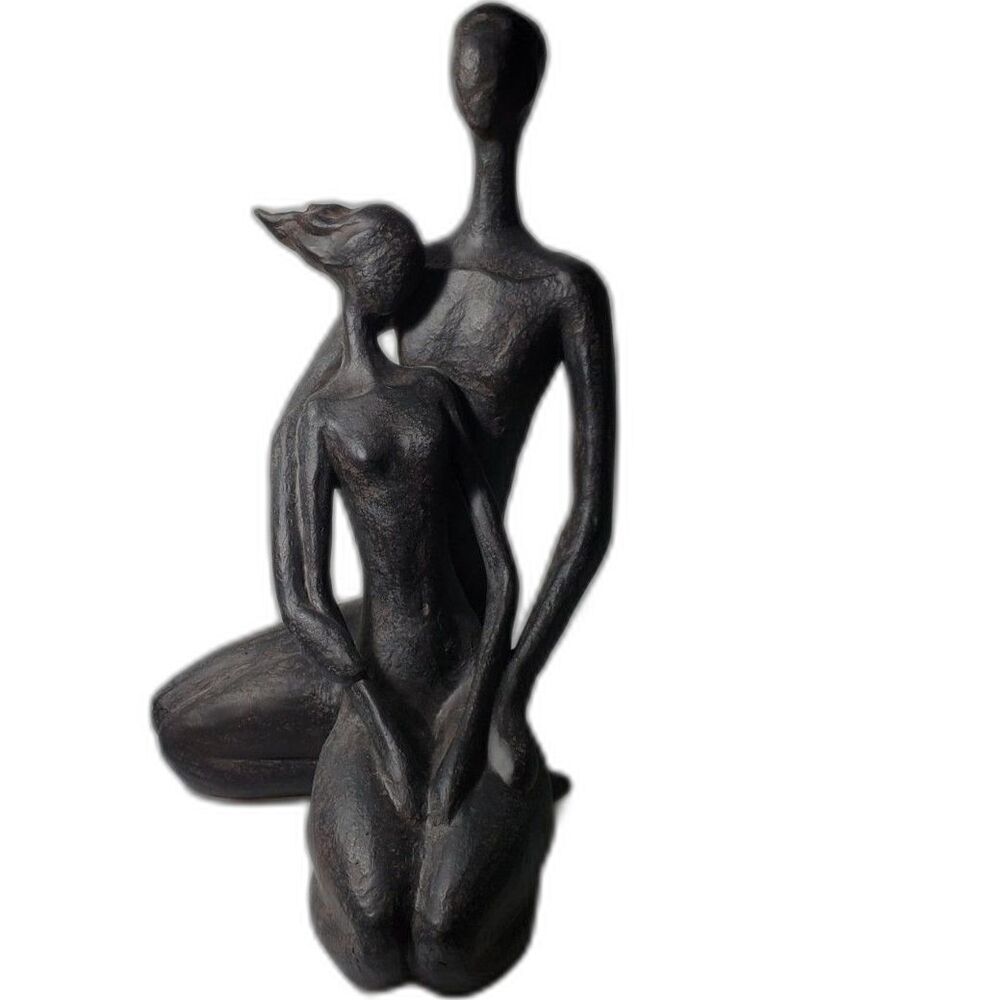 Man and Woman Statue kneeling Art Deco Abstract